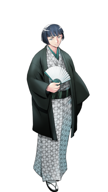 おかっぱの青年_着物姿