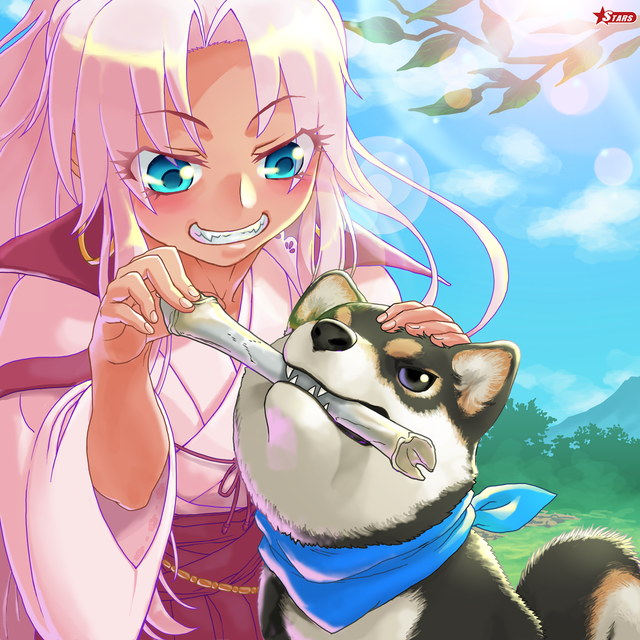 黒柴と少女